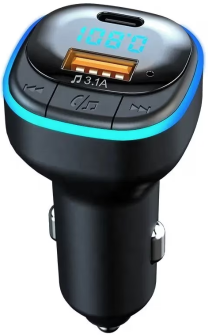 Modulator FM C33 Radio functie Bluetooth Led Multicolor USB A USB C Negru￼